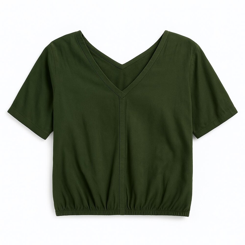 Forest green, thick wide top with puff sleeves